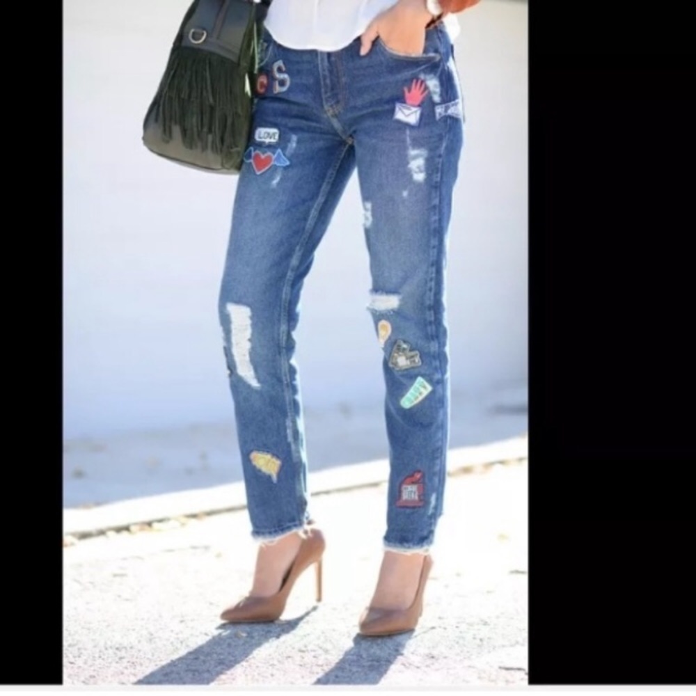Zara denim with patches